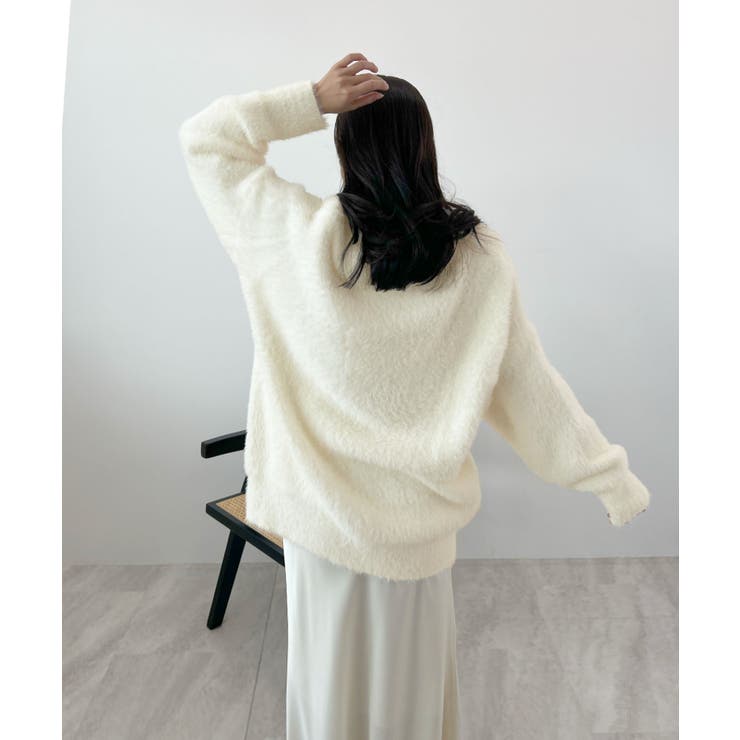フワフワ抜け感あるVネック。モヘアタッチ裾リブシャギーニット | futier land | 詳細画像29 
