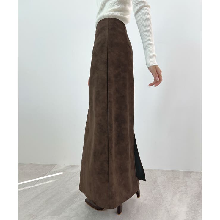 上品な質感が魅力。フェイクスエードナロースカート | futier land | 詳細画像19 