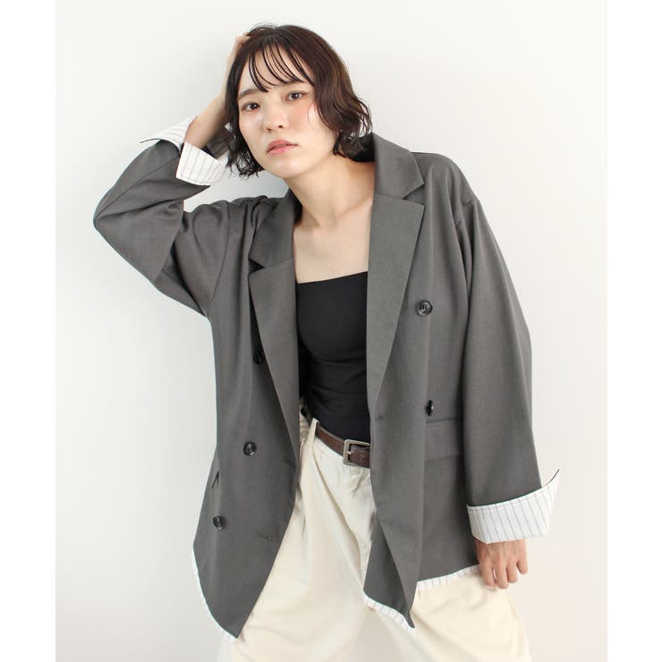 チャコールグレー | オーバーサイズ×レイヤードで旬を纏う。レイヤードダブルテーラードジャケット | futier land