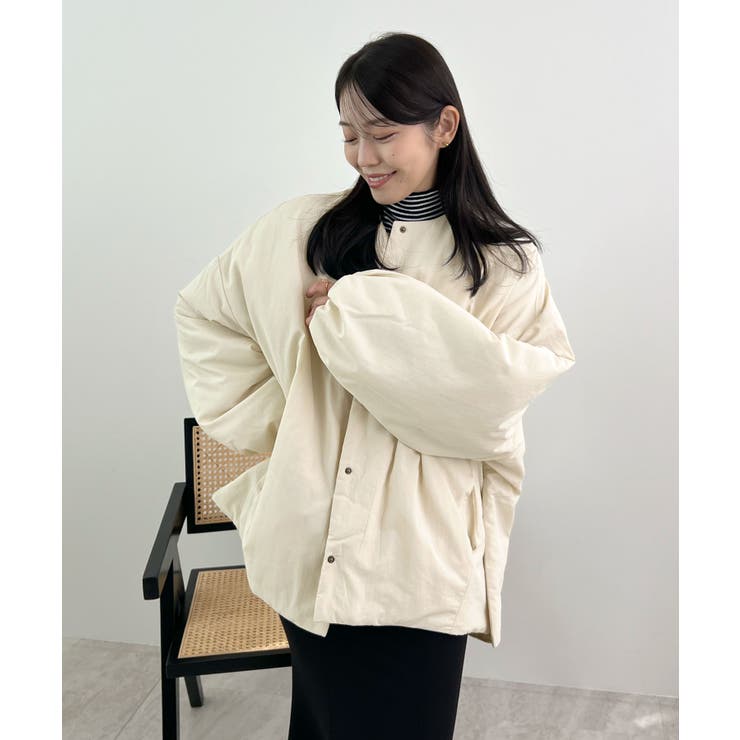 1枚で即こなれ感。サイドジップノーカラー中綿ジャケット | futier land | 詳細画像26 