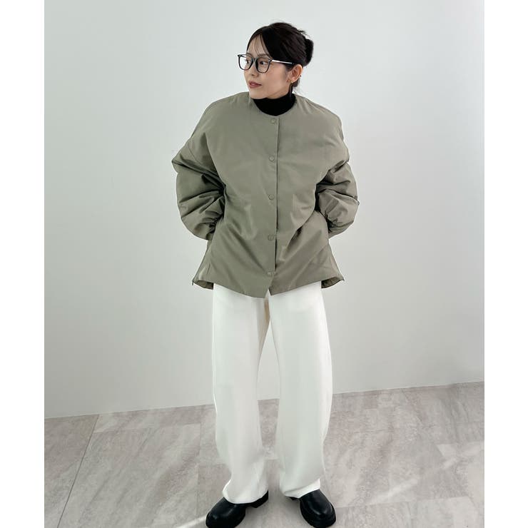 1枚で即こなれ感。サイドジップノーカラー中綿ジャケット | futier land | 詳細画像35 