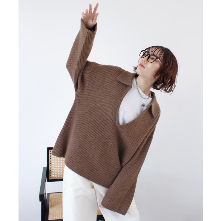 《ABYS》アルパカタッチ襟付きキーネックプルオーバー | futier land | 詳細画像18 