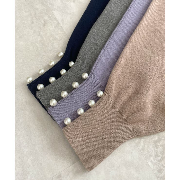 上品な大人のキレイめスタイル。袖口パールドルマンニット | futier land | 詳細画像33 