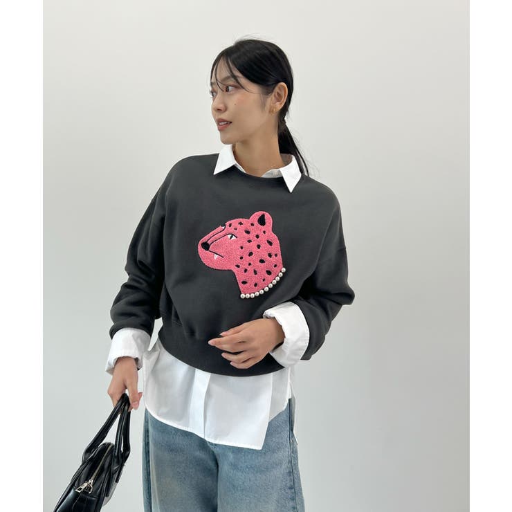 主役級レオパードで着映える。レオパード相良ショート丈スウェットトップス | futier land | 詳細画像12 