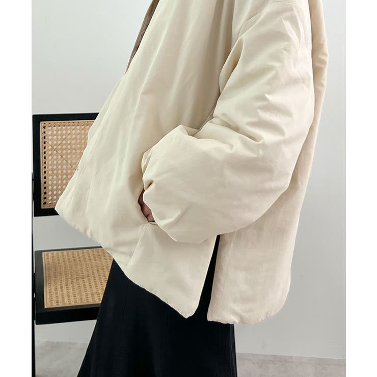 1枚で即こなれ感。サイドジップノーカラー中綿ジャケット | futier land | 詳細画像22 