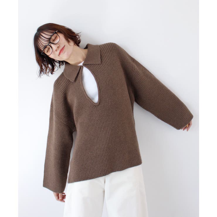 《ABYS》アルパカタッチ襟付きキーネックプルオーバー | futier land | 詳細画像10 