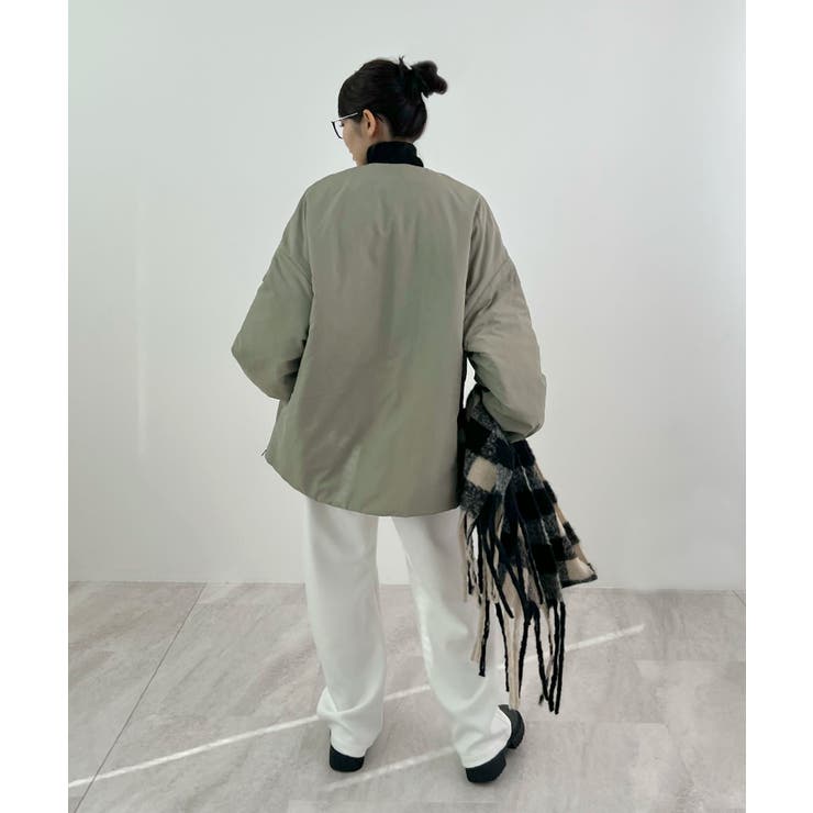 1枚で即こなれ感。サイドジップノーカラー中綿ジャケット | futier land | 詳細画像31 