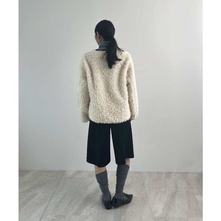 ふんわり大人かわいい。配色パイピングノーカラーボアコート | futier land | 詳細画像20 