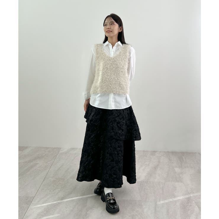 高級感漂う。ジャガードフラワーティアードスカート | futier land | 詳細画像15 