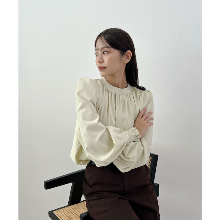 裏起毛あたたかい。ハイネックバルーンスリーブブラウス | futier land | 詳細画像16 