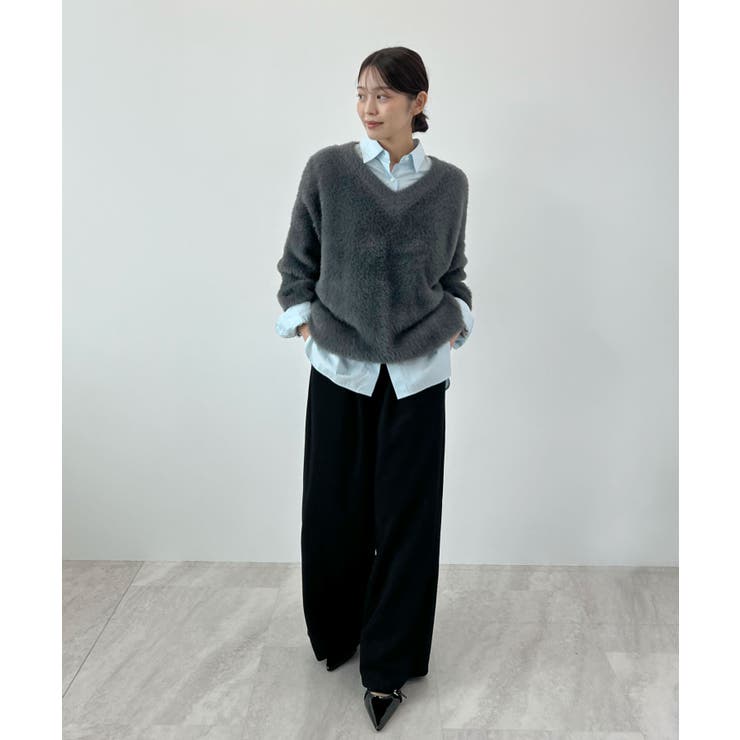 フワフワ抜け感あるVネック。モヘアタッチ裾リブシャギーニット | futier land | 詳細画像24 