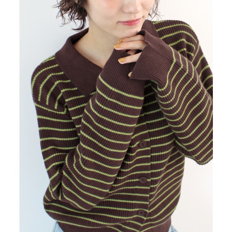 《ABYS》トレンド感ある配色。襟付きボーダーニット | futier land | 詳細画像14 