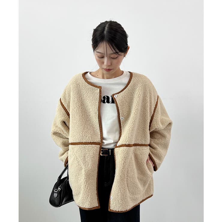 こなれ配色で差がつく。配色パイピングボアブルゾン | futier land | 詳細画像13 