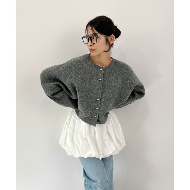 ふんわり袖でこなれ感アップ。バルーンスリーブモヘアニットカーディガン | futier land | 詳細画像13 