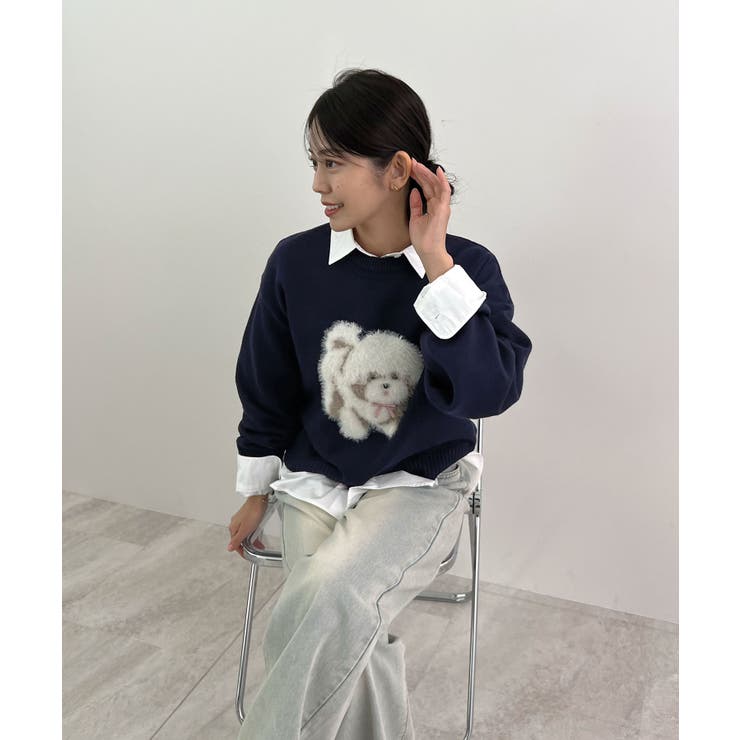 見るたび癒される。ふわふわフェザードッグニットトップス | futier land | 詳細画像26 