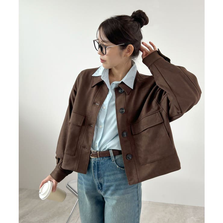 ゆるっとシルエットが今っぽい。スエードショートステンカラージャケット | futier land | 詳細画像19 