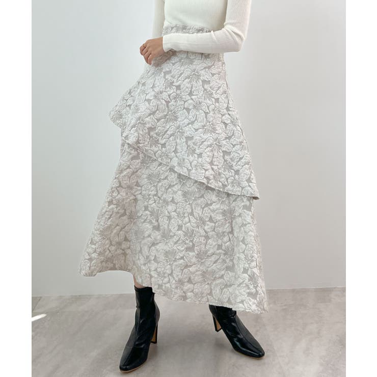 高級感漂う。ジャガードフラワーティアードスカート | futier land | 詳細画像16 