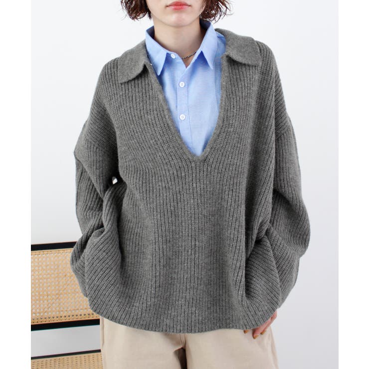 《ABYS》アルパカタッチ襟付きキーネックプルオーバー | futier land | 詳細画像24 