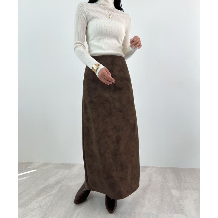 上品な質感が魅力。フェイクスエードナロースカート | futier land | 詳細画像18 