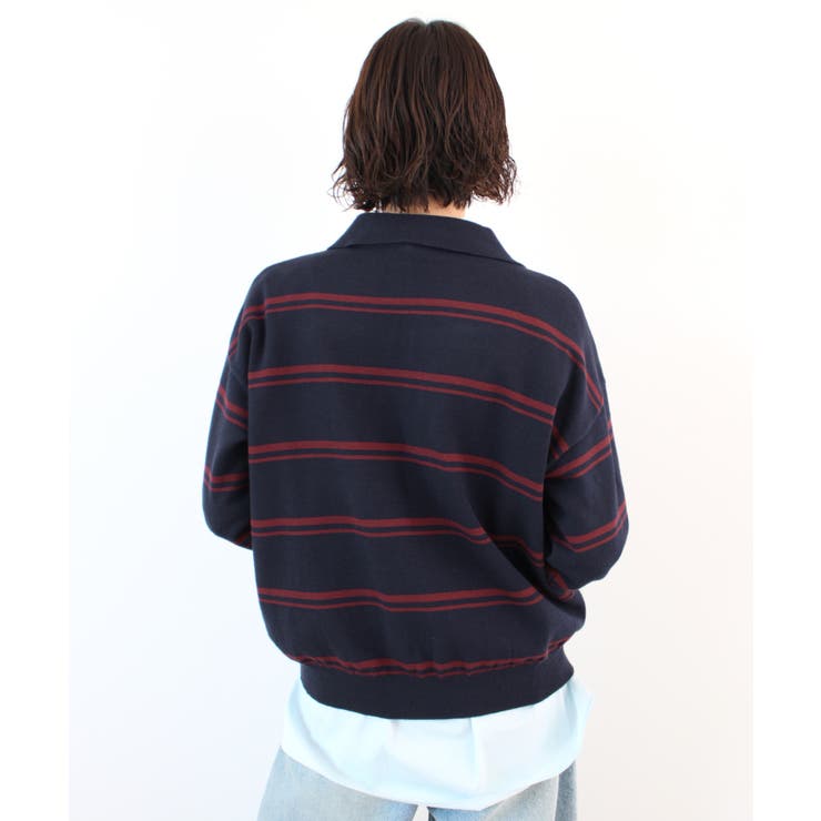 《ABYS》こなれボーダーでラフにきめる。襟付きボーダーポロニットトップス | futier land | 詳細画像21 