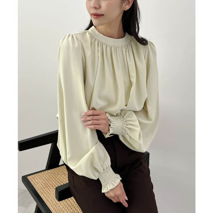 裏起毛あたたかい。ハイネックバルーンスリーブブラウス | futier land | 詳細画像20 