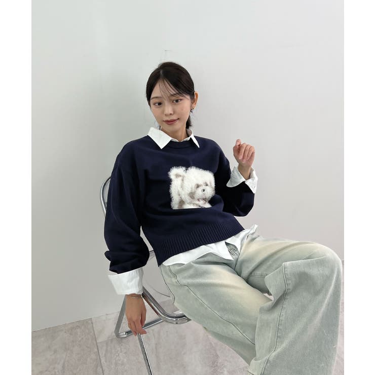 見るたび癒される。ふわふわフェザードッグニットトップス | futier land | 詳細画像23 