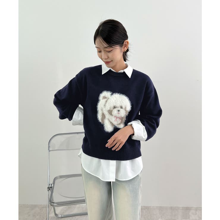 見るたび癒される。ふわふわフェザードッグニットトップス | futier land | 詳細画像27 