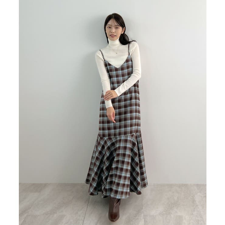 ブラウン×ブルー | 秋ムード高まる。チェックキャミOP | futier land