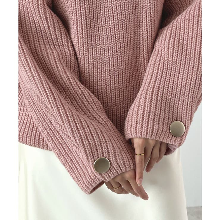 ピンク | 上品溢れるアクセント。袖ボタンKNIT | futier land