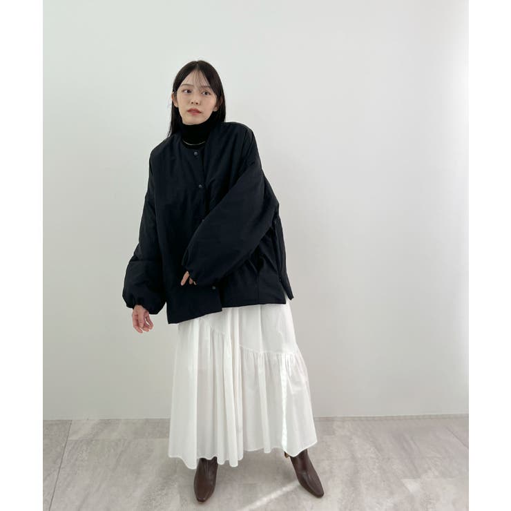 1枚で即こなれ感。サイドジップノーカラー中綿ジャケット | futier land | 詳細画像18 