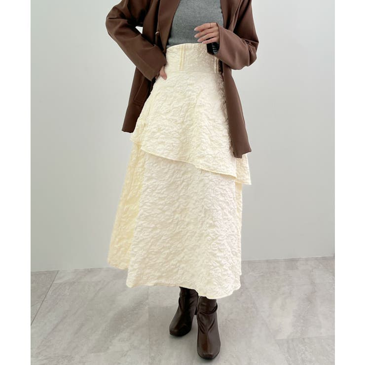 高級感漂う。ジャガードフラワーティアードスカート | futier land | 詳細画像25 