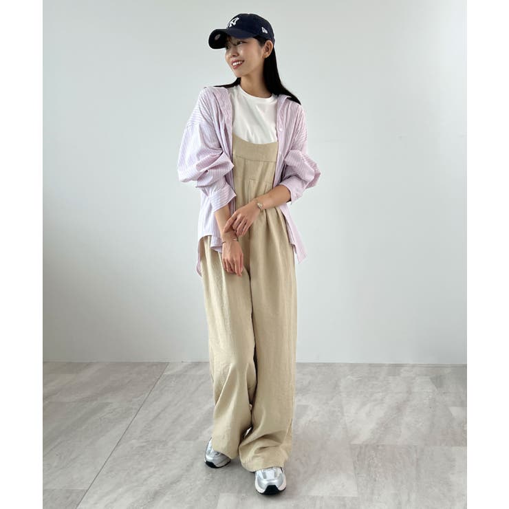 ベージュ | ふんわり起毛で包み込む。ピーチ起毛タックサロペット | futier land
