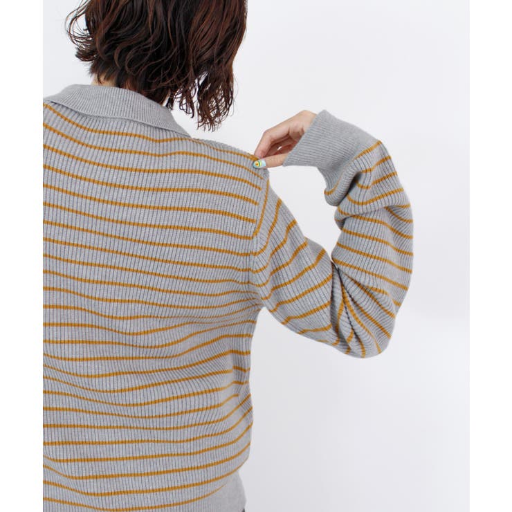 《ABYS》トレンド感ある配色。襟付きボーダーニット | futier land | 詳細画像30 