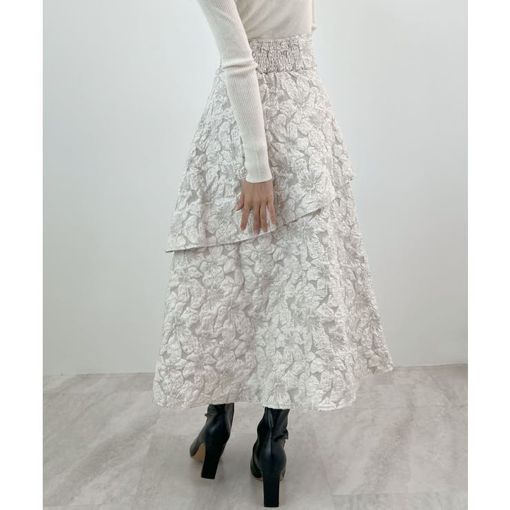 高級感漂う。ジャガードフラワーティアードスカート | futier land | 詳細画像18 