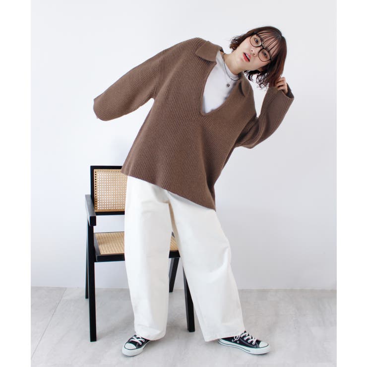 《ABYS》アルパカタッチ襟付きキーネックプルオーバー | futier land | 詳細画像17 