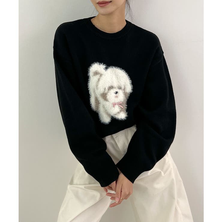 見るたび癒される。ふわふわフェザードッグニットトップス | futier land | 詳細画像12 