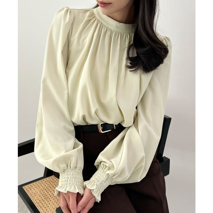 裏起毛あたたかい。ハイネックバルーンスリーブブラウス | futier land | 詳細画像18 