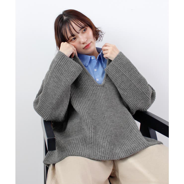 《ABYS》アルパカタッチ襟付きキーネックプルオーバー | futier land | 詳細画像21 