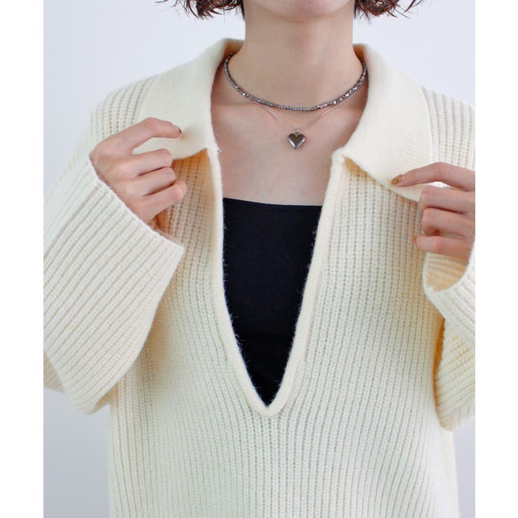 《ABYS》アルパカタッチ襟付きキーネックプルオーバー | futier land | 詳細画像35 