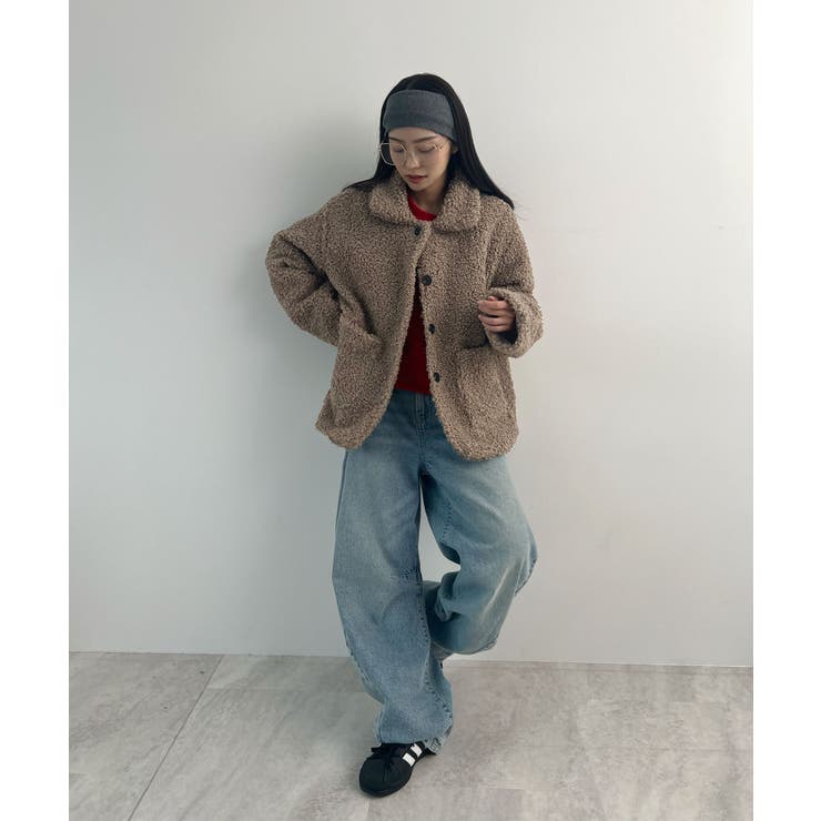 襟付きで品よくあったか。襟つきカーリーボアコート | futier land | 詳細画像13 