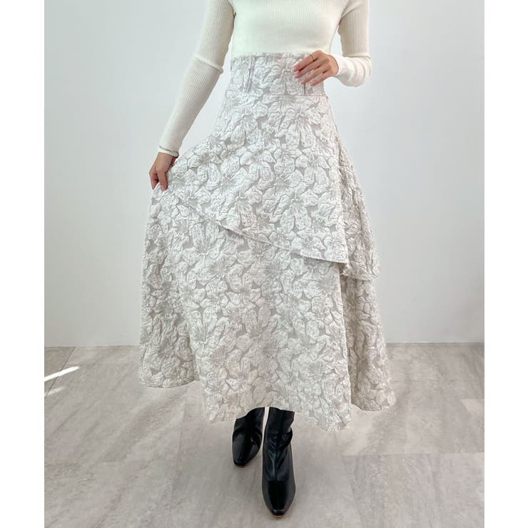 高級感漂う。ジャガードフラワーティアードスカート | futier land | 詳細画像20 