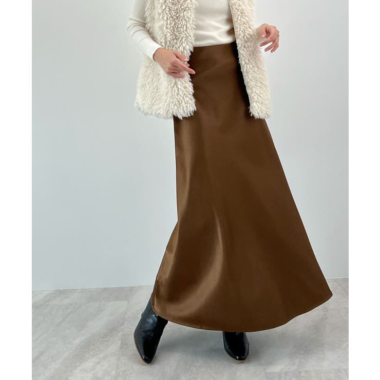 上品なツヤで洗練スタイルに。厚地サテンスカート | futier land | 詳細画像19 