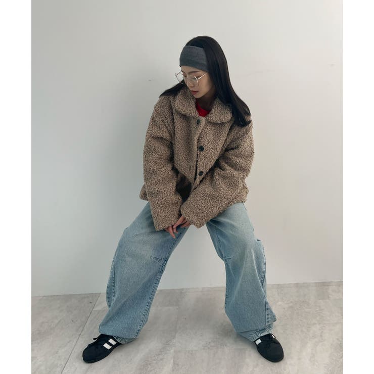 襟付きで品よくあったか。襟つきカーリーボアコート | futier land | 詳細画像14 