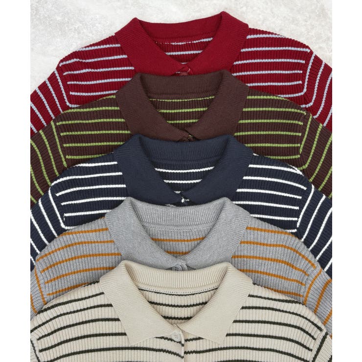 《ABYS》トレンド感ある配色。襟付きボーダーニット | futier land | 詳細画像39 