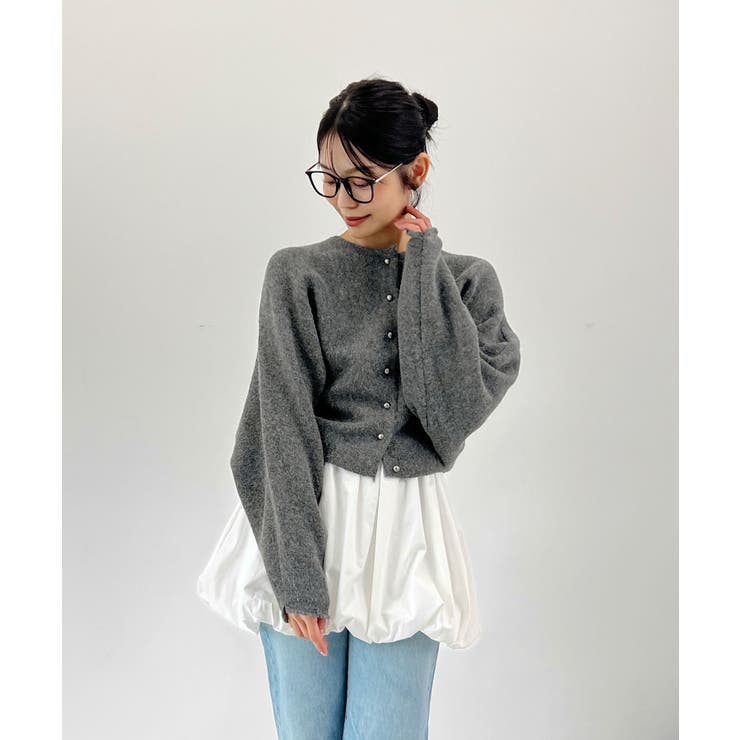 ふんわり袖でこなれ感アップ。バルーンスリーブモヘアニットカーディガン | futier land | 詳細画像15 