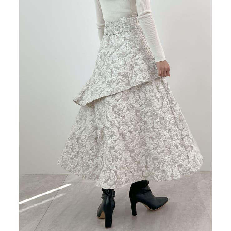 高級感漂う。ジャガードフラワーティアードスカート | futier land | 詳細画像17 