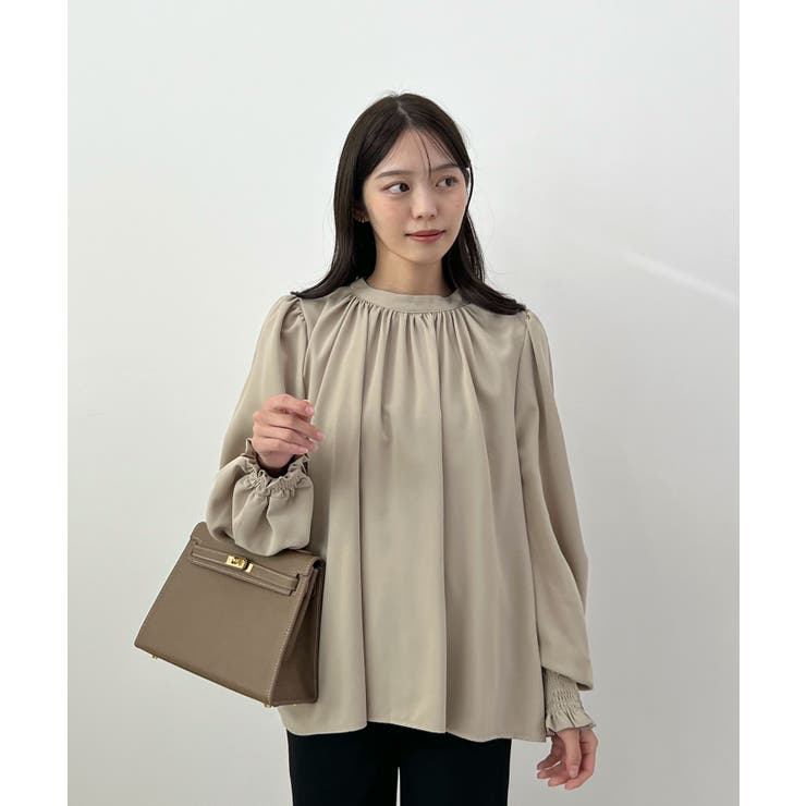 裏起毛あたたかい。ハイネックバルーンスリーブブラウス | futier land | 詳細画像12 