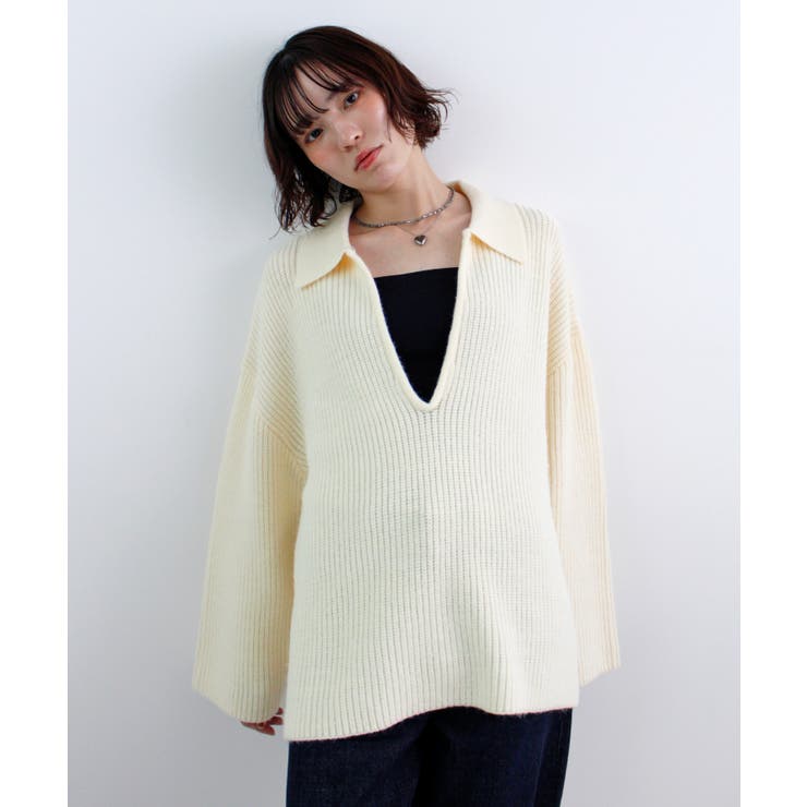 《ABYS》アルパカタッチ襟付きキーネックプルオーバー | futier land | 詳細画像33 