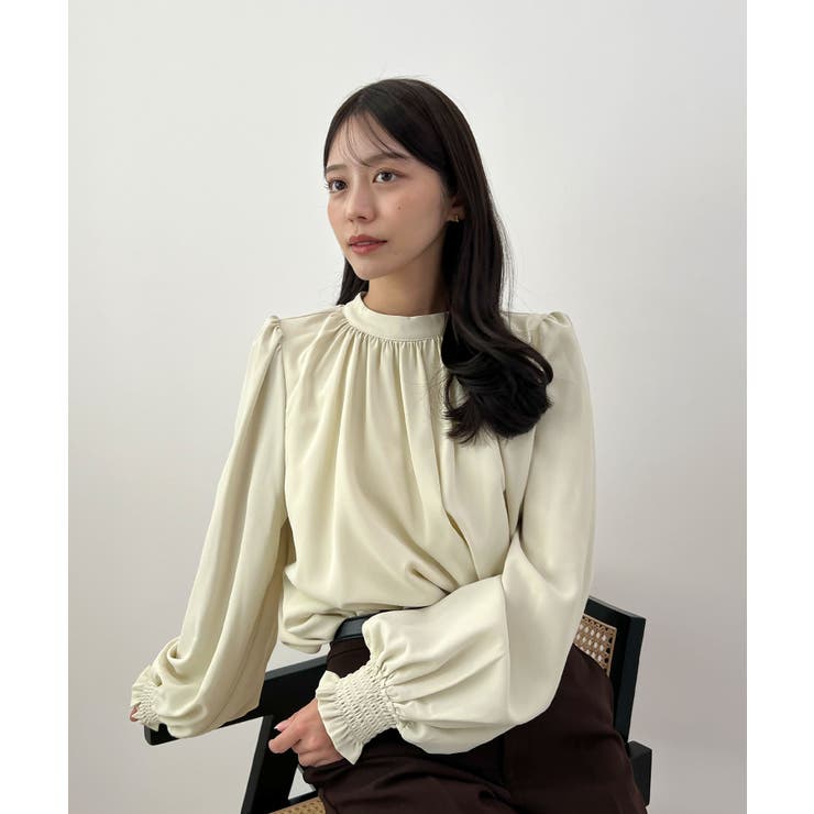 裏起毛あたたかい。ハイネックバルーンスリーブブラウス | futier land | 詳細画像17 