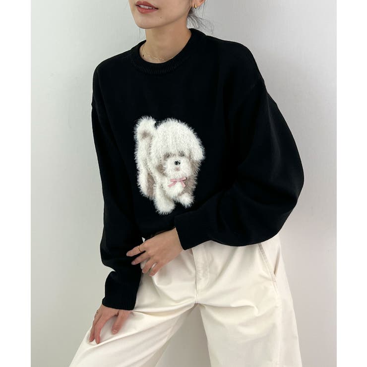 見るたび癒される。ふわふわフェザードッグニットトップス | futier land | 詳細画像13 